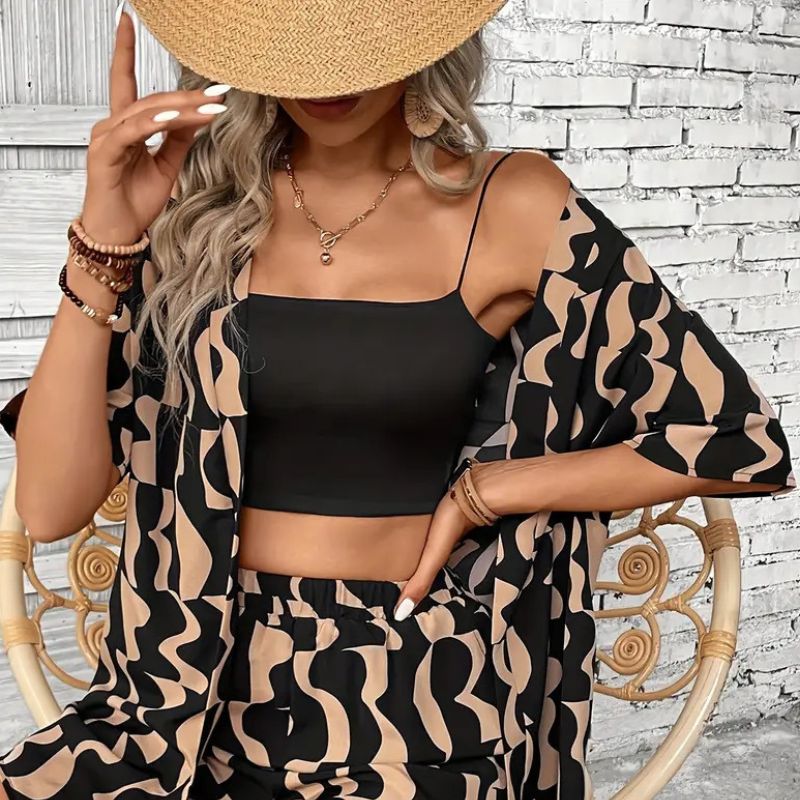 Black and Tan Abstract Beach Set