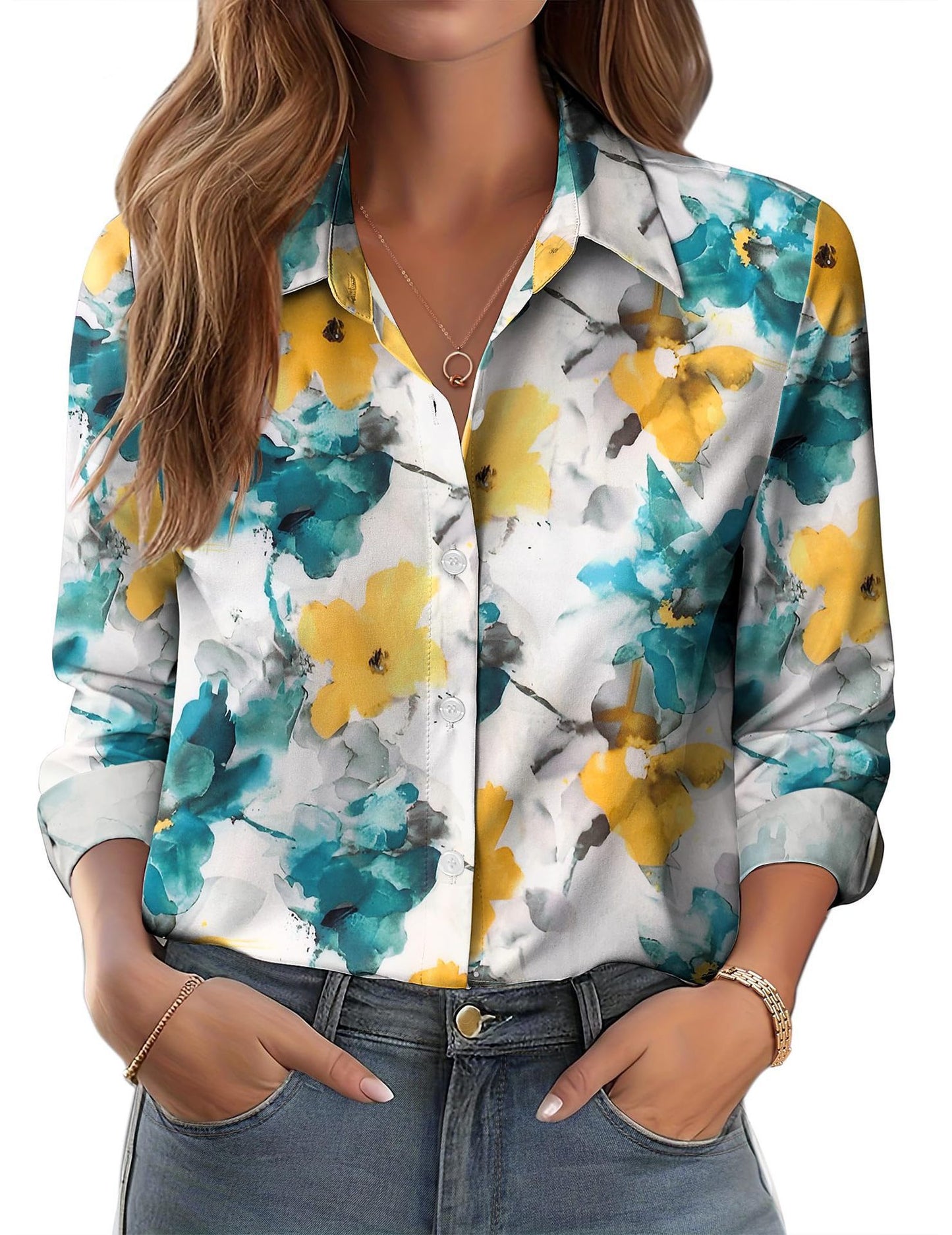 Coastal Watercolour Floral Shirt