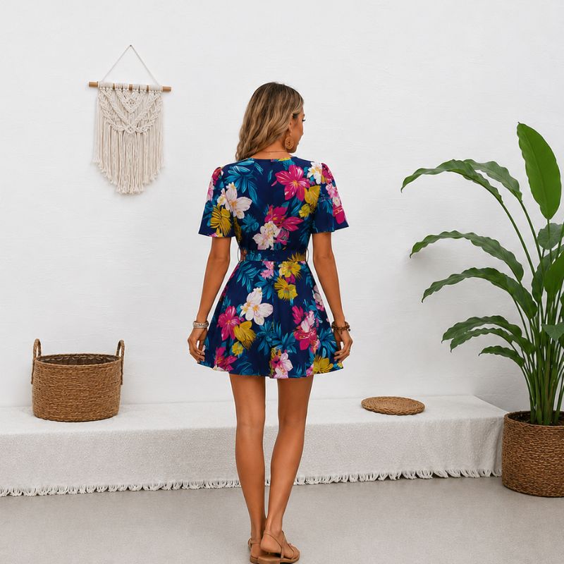 Floral Print Tie And Wrap Dress