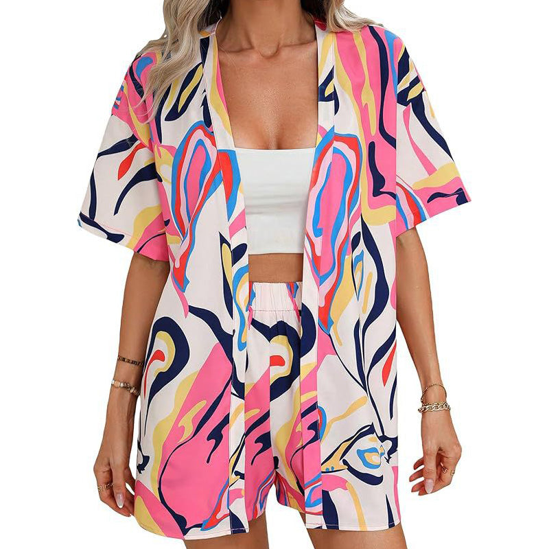 Pink Patterned Hawaiian Shirts Women