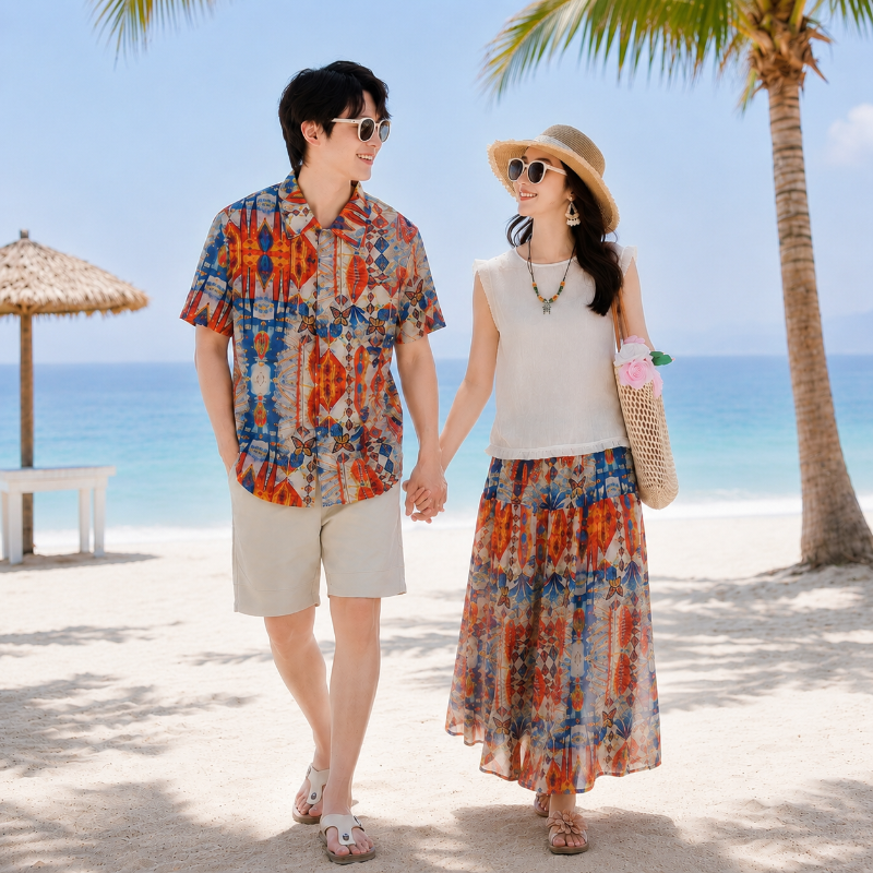 Tribal Feather Print Matching Family Hawaiian Set