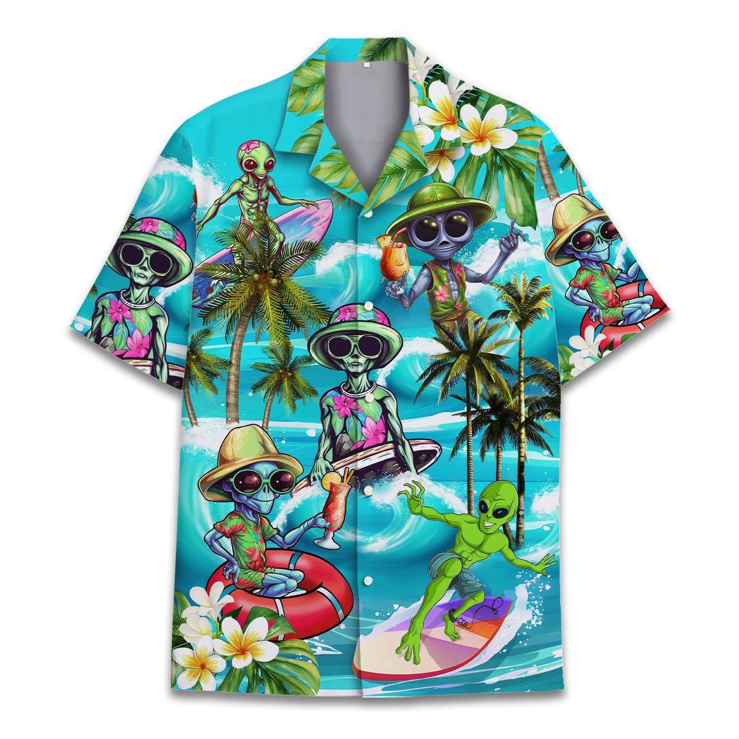 Cosmic Alien Surf Party Beach Shirt