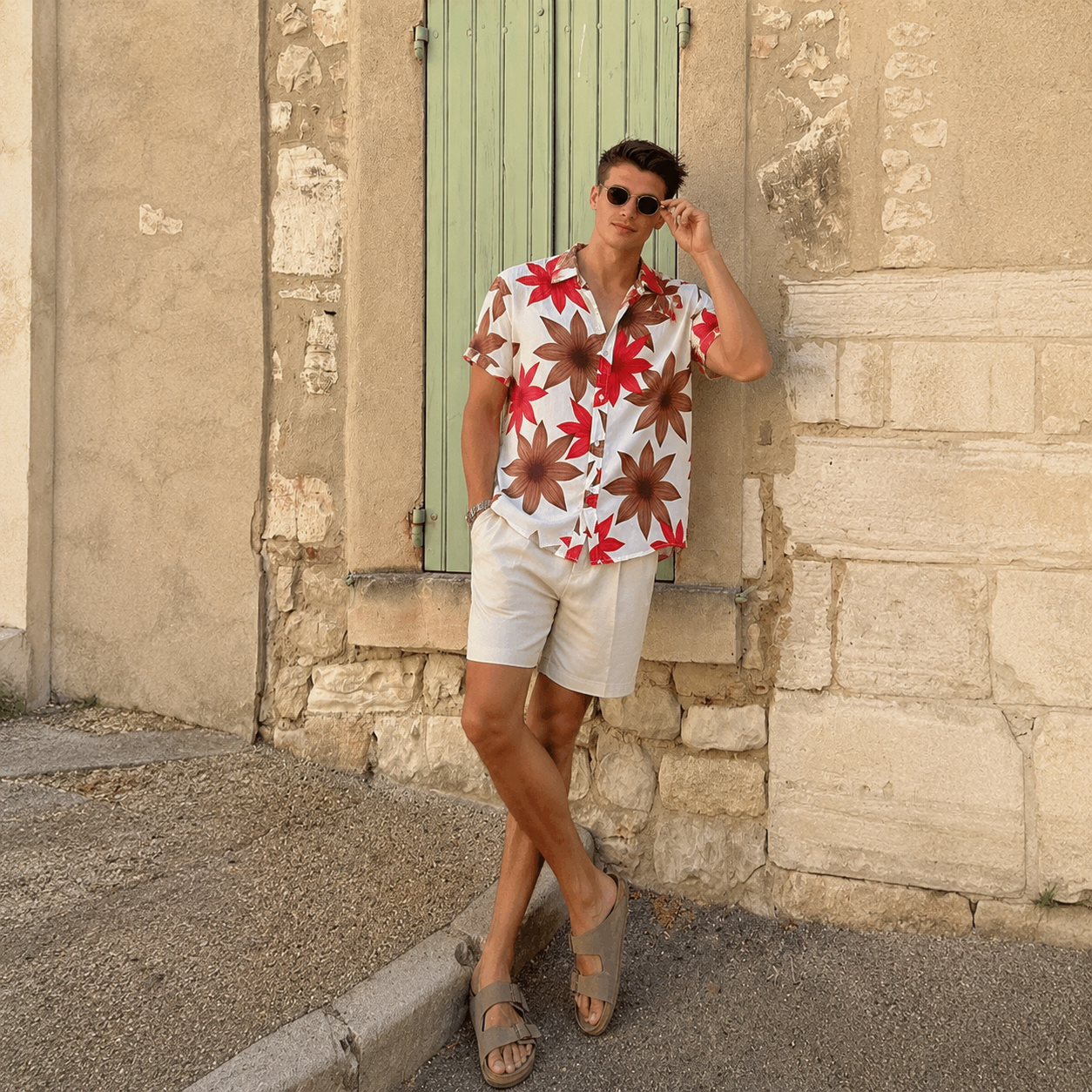 Autumn Bloom Floral Beach Shirt