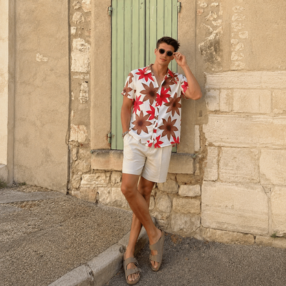Autumn Bloom Floral Beach Shirt