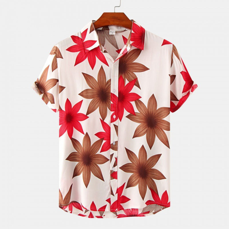 Autumn Bloom Floral Beach Shirt