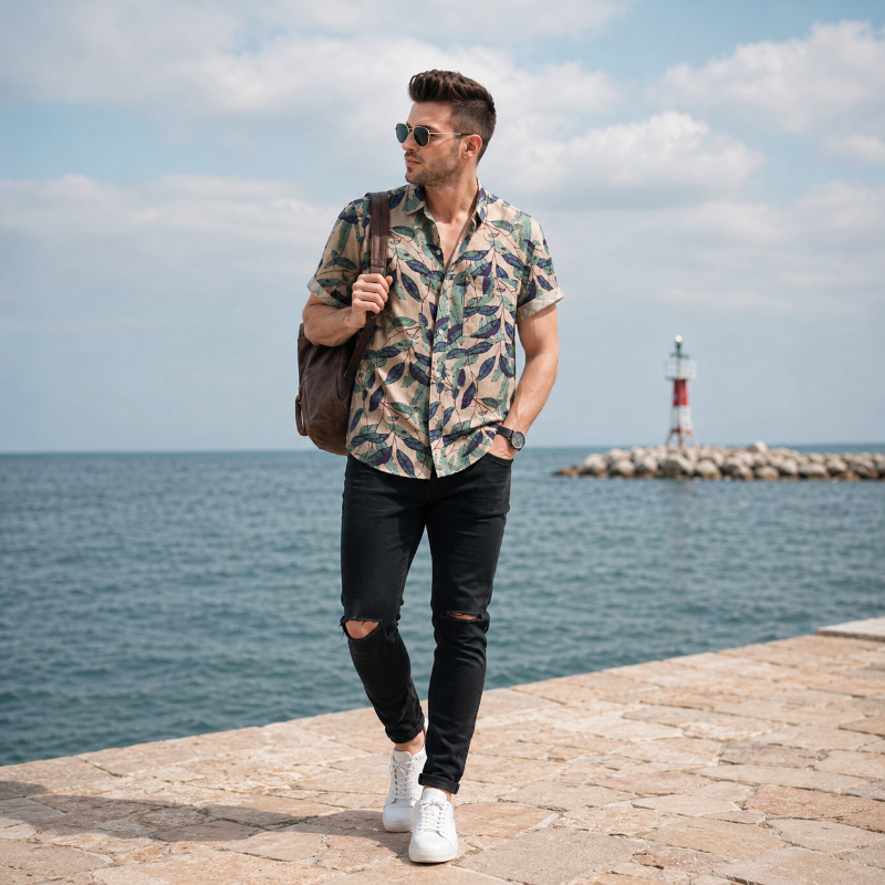 Beige Forest Leaf Shirt