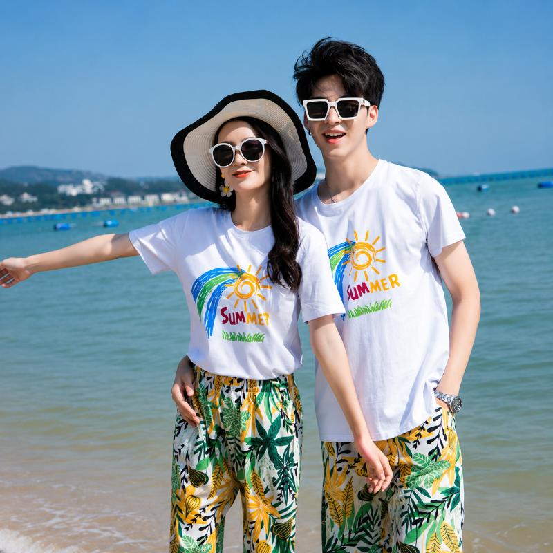 Sunlit Foliage Print Matching Family Hawaiian Sets Uk