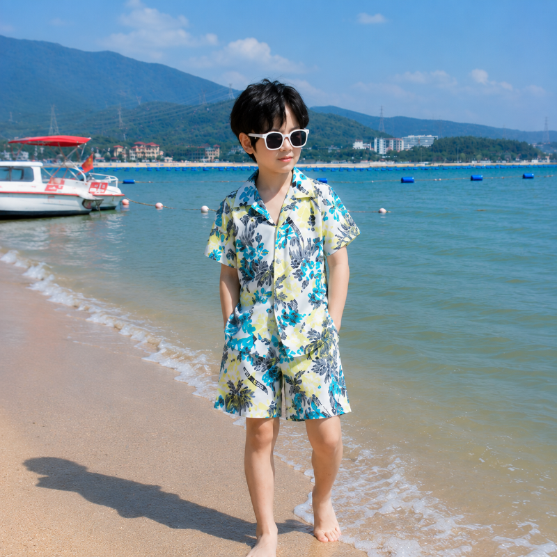 Coastal Botanical Print Matching Family Beach Set
