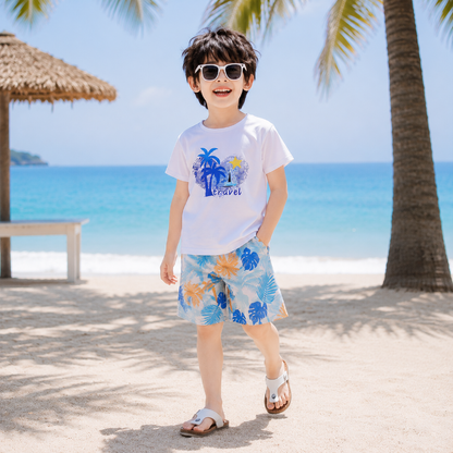 Coastal Hibiscus Leaf Matching Family Beach Set