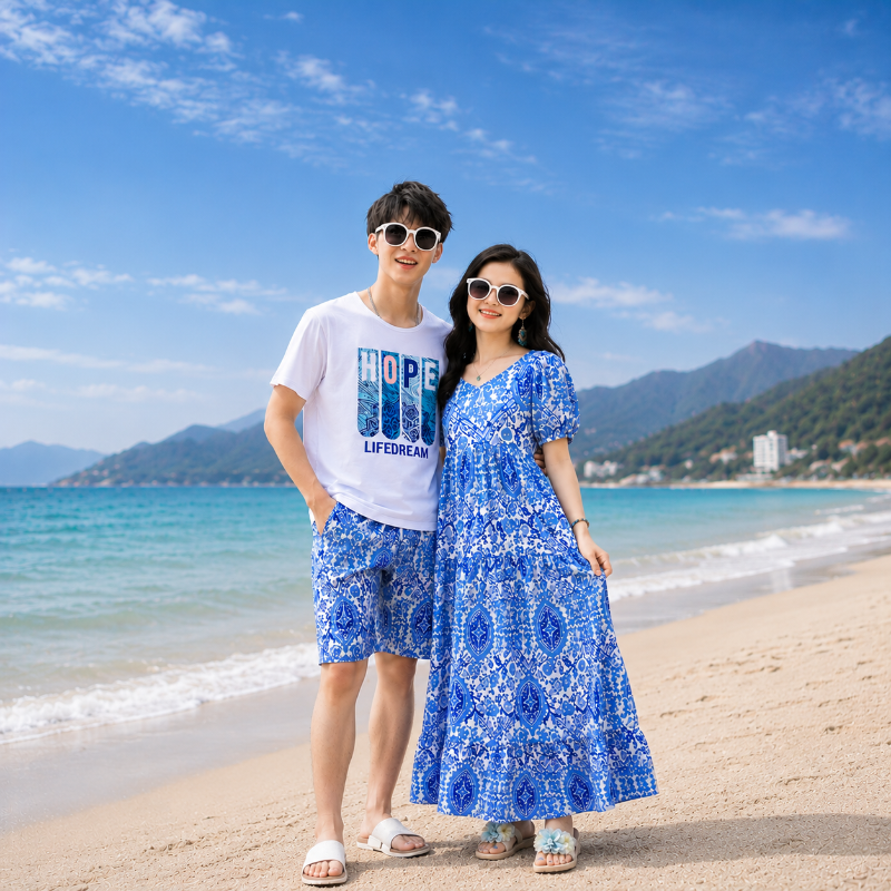 Coastal Mandala Print Matching Family Beach Set