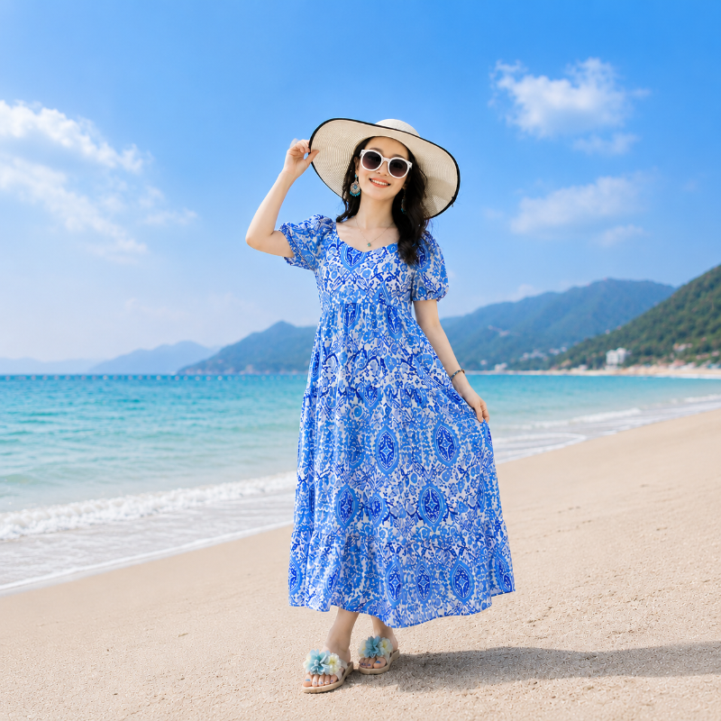 Coastal Mandala Print Matching Family Beach Set
