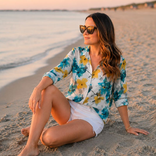 Coastal Watercolour Floral Shirt