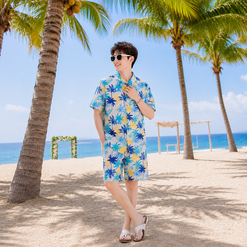 Colorful Coconut Tree Print Matching Family Set