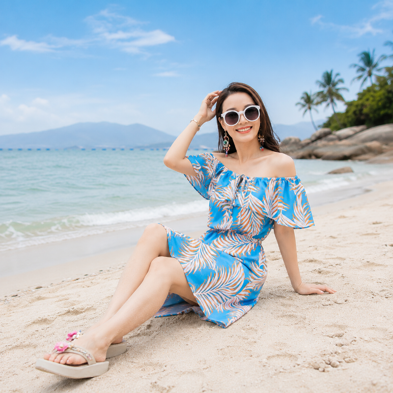 Coral Fern Print Matching Family Hawaiian Set