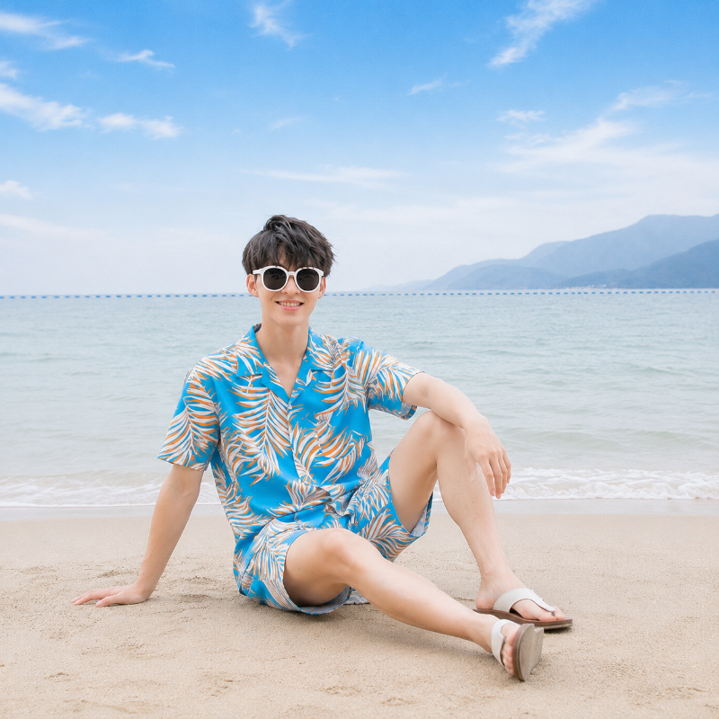Coral Fern Print Matching Family Hawaiian Set