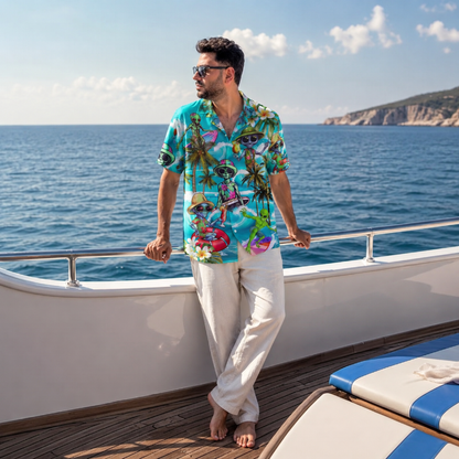 Cosmic Alien Surf Party Beach Shirt