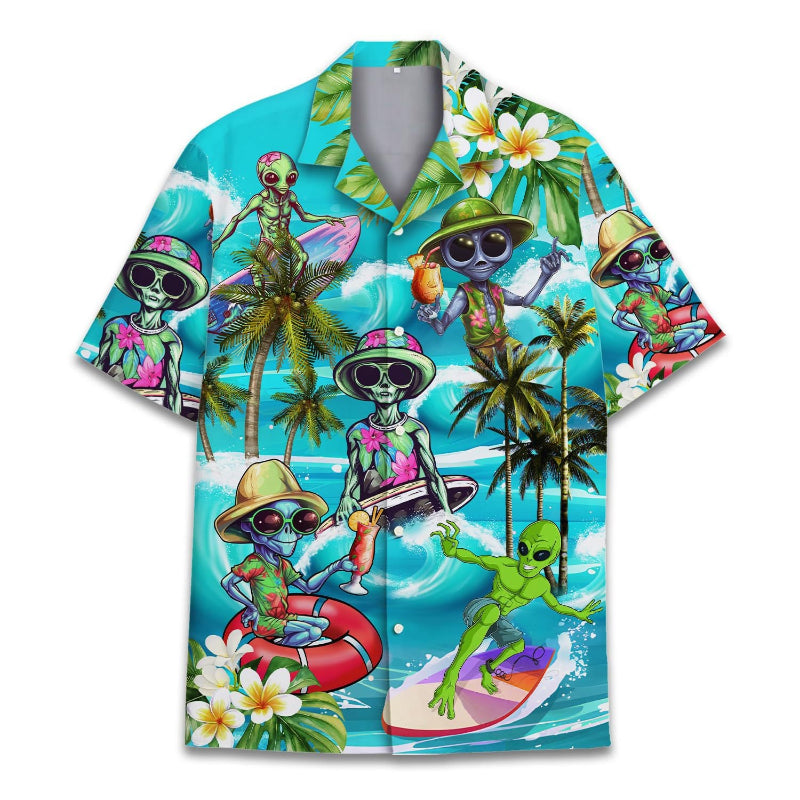 Cosmic Alien Surf Party Beach Shirt