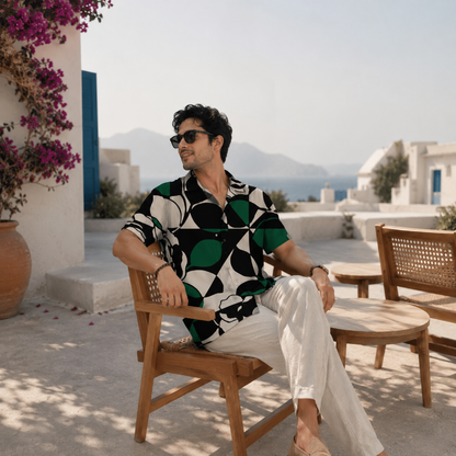 Emerald Abstract Floral Shirt