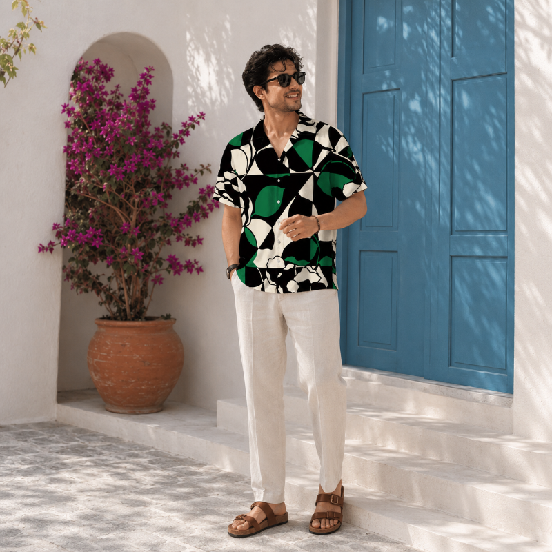 Emerald Abstract Floral Shirt