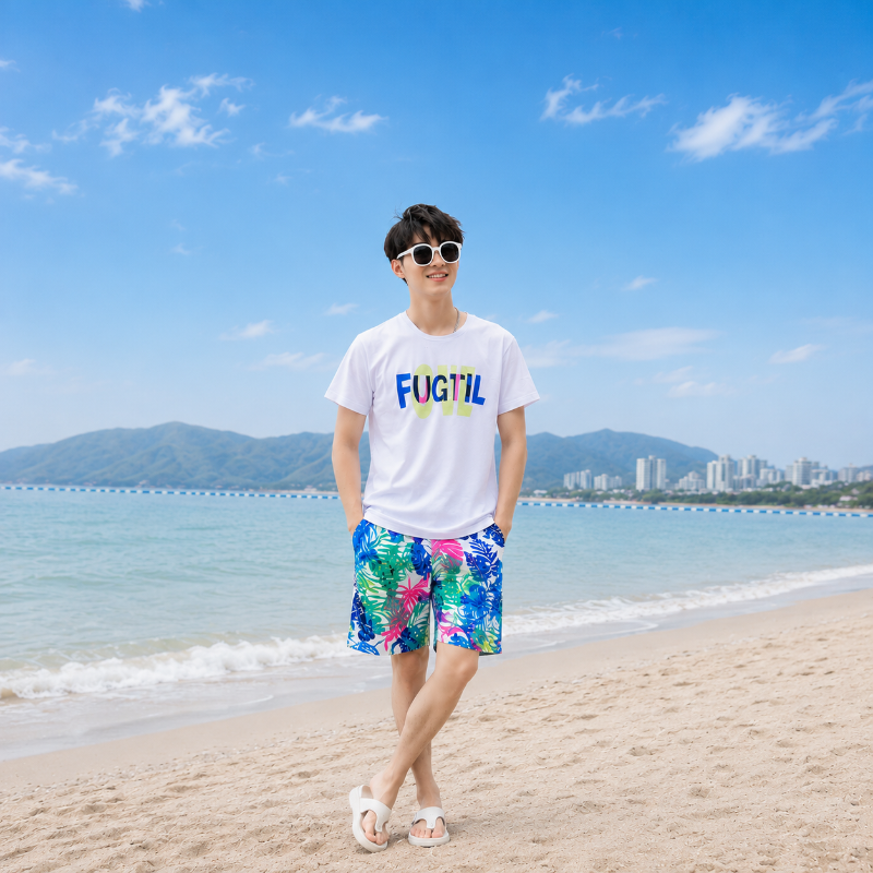 Exotic Multicolor Leaf Matching Family Beach Set