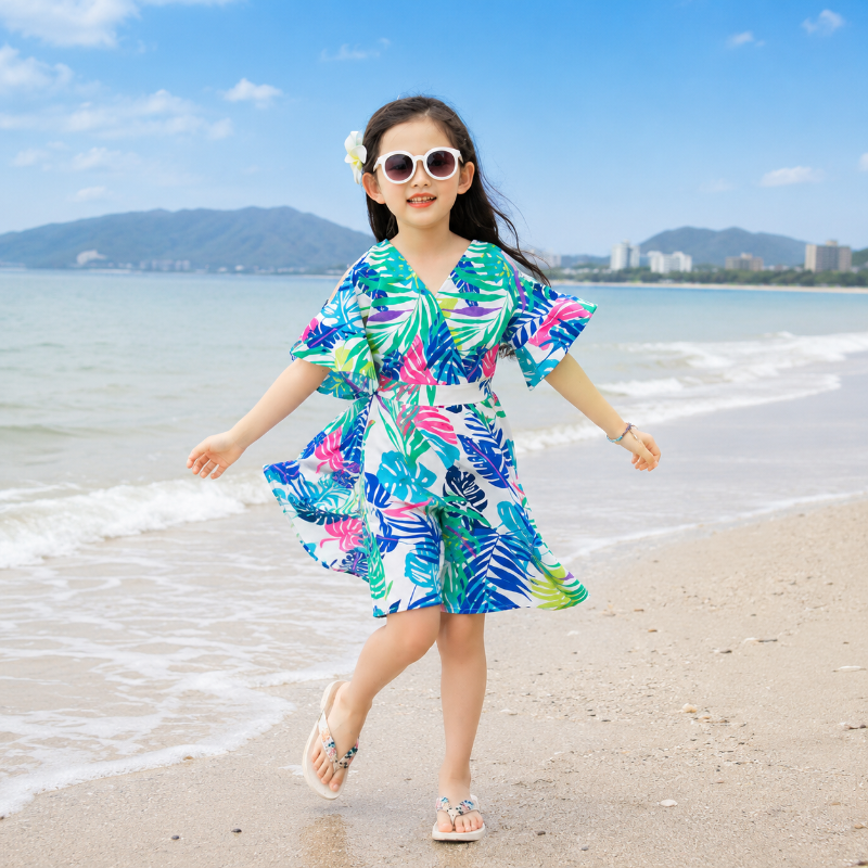 Exotic Multicolor Leaf Matching Family Beach Set