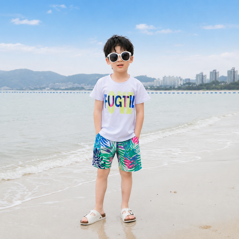 Exotic Multicolor Leaf Matching Family Beach Set