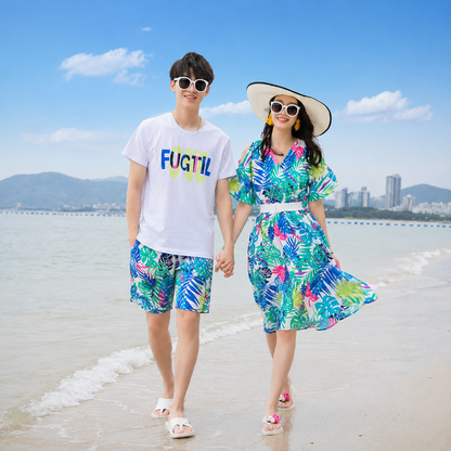 Exotic Multicolor Leaf Matching Family Beach Set