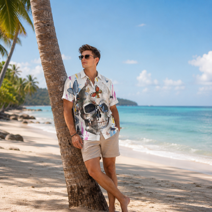 Fantasy Butterfly Skull Beach Shirt