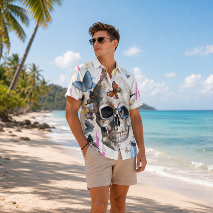 Fantasy Butterfly Skull Beach Shirt
