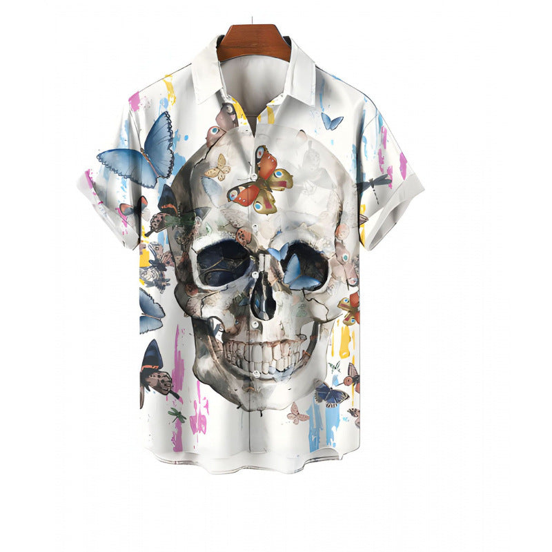 Fantasy Butterfly Skull Beach Shirt