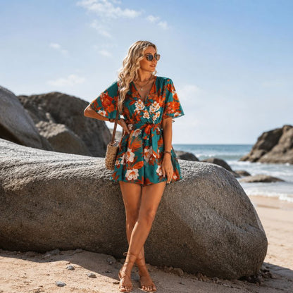 Floral Print Tie And Wrap Dress