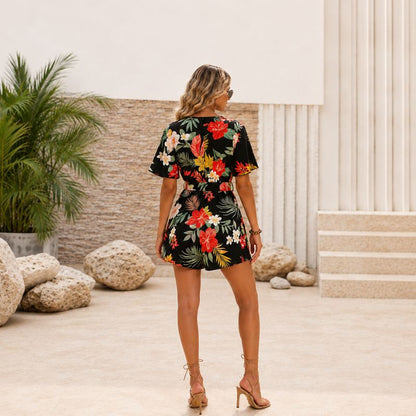 Floral Print Tie And Wrap Dress