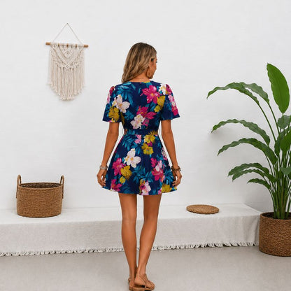 Floral Print Tie And Wrap Dress