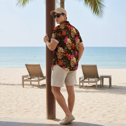 Gothic Skull Floral Shirt