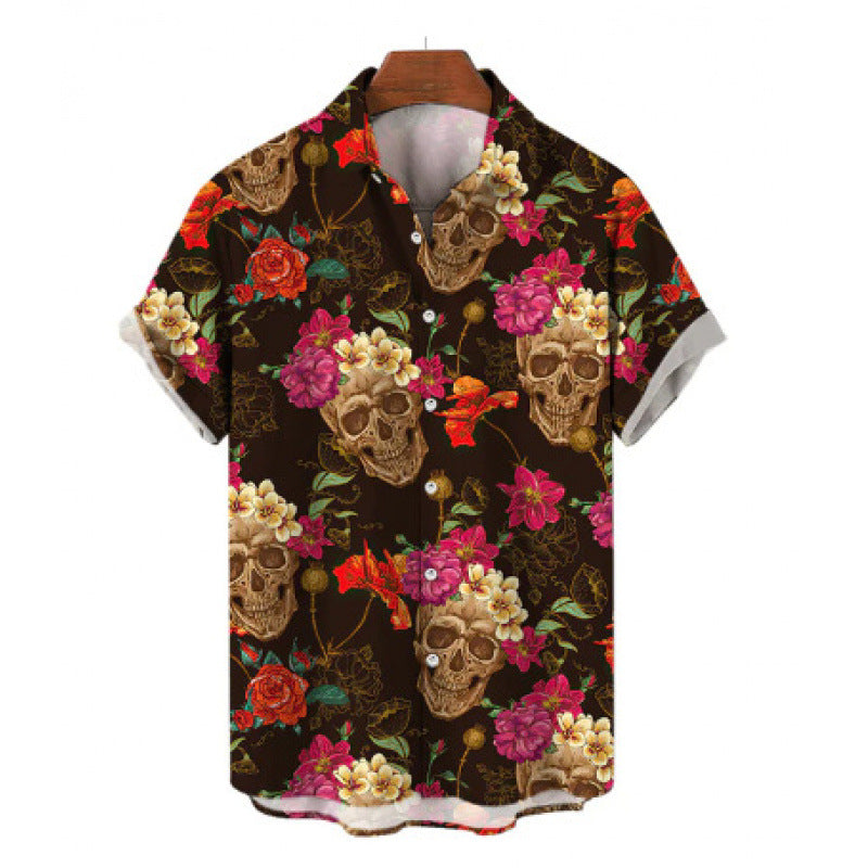 Gothic Skull Floral Shirt