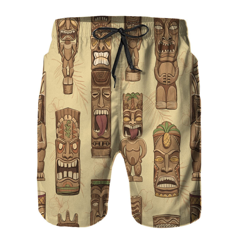 Island Tiki Totem Beach Shorts