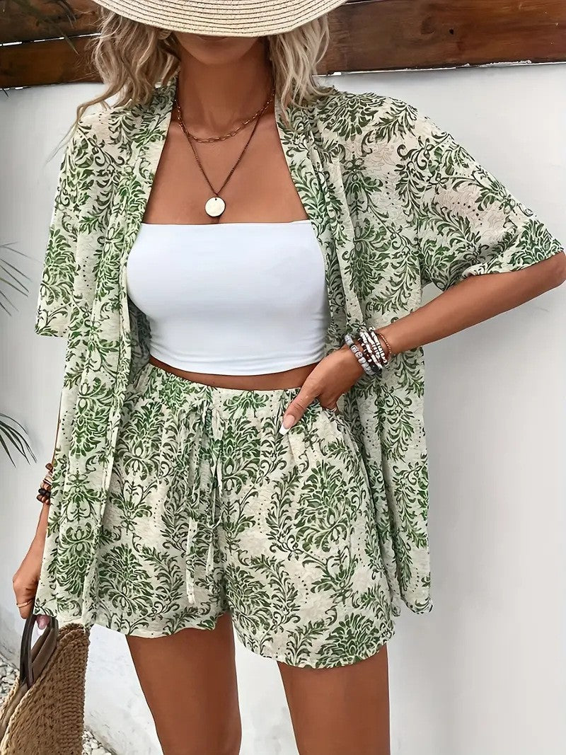 Vintage Damask Kimono Beach Set