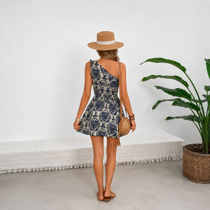 One Shoulder Floral Dress