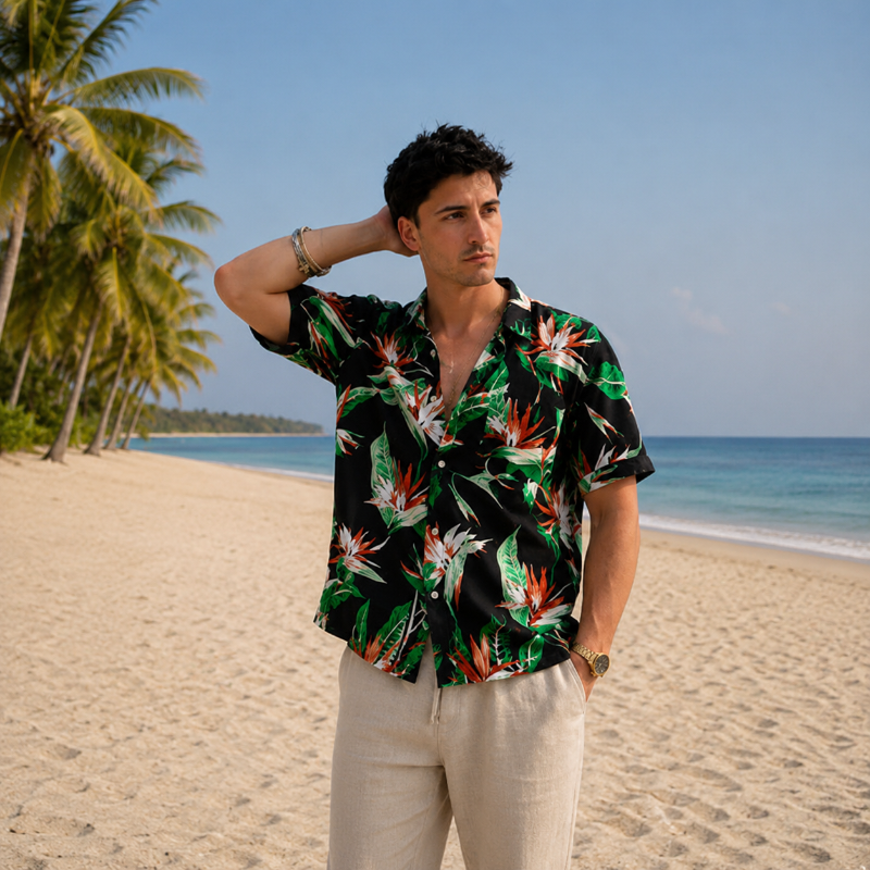 Orange Floral Shirt
