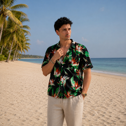Orange Flowers Floral Shirt