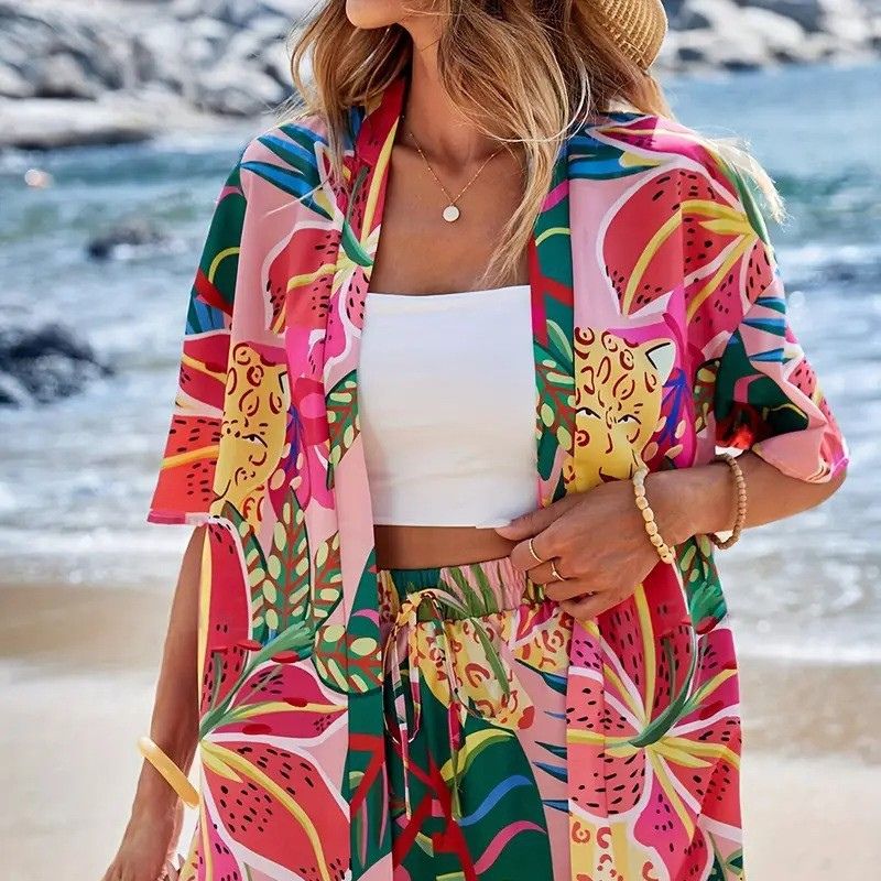 Pink Jungle Bloom Hawaiian Set