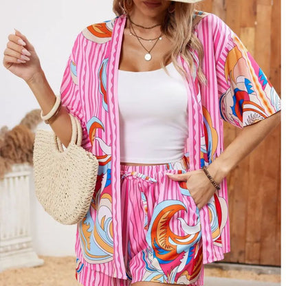 Pink Summer Wave Hawaiian Set