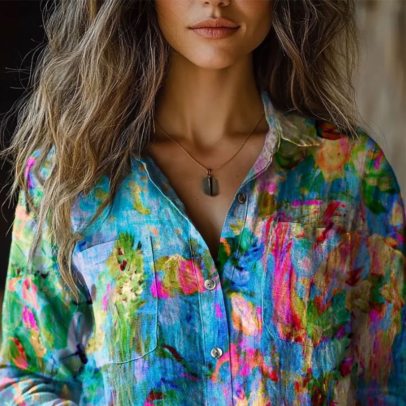Rainbow Canvas Print Beach Shirt
