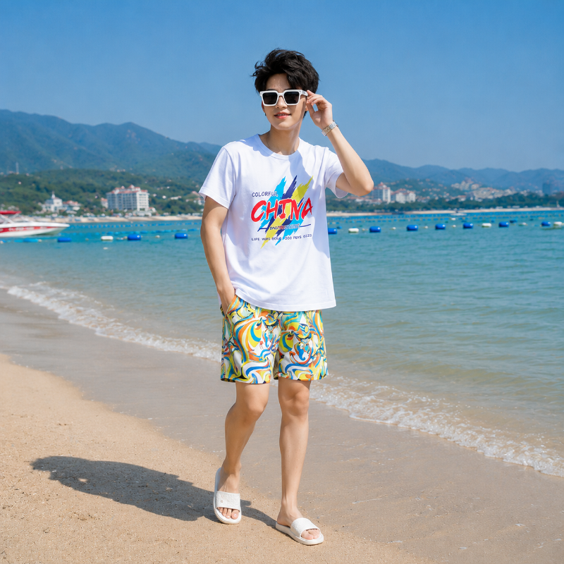 Rainbow Wave Print Matching Family Hawaiian Set