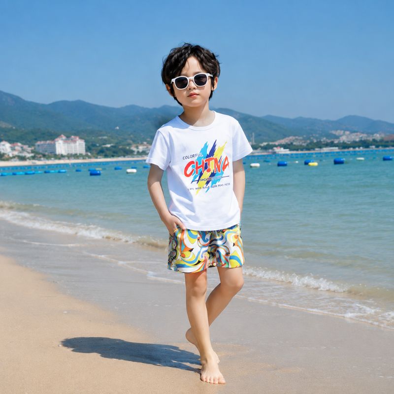 Rainbow Wave Print Matching Family Hawaiian Set