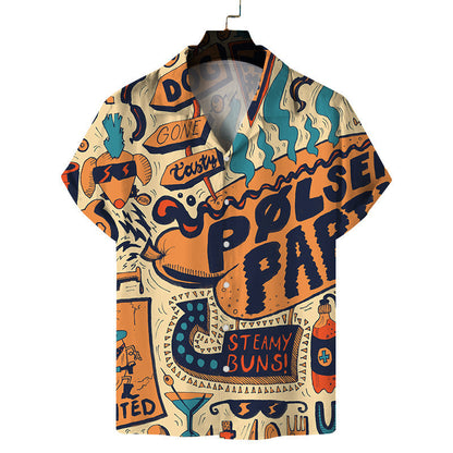 Retro Food Doodle Beach Shirt