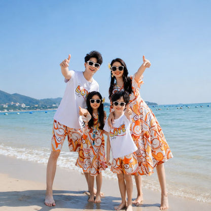 Retro Swirl Print Matching Family Hawaiian Set