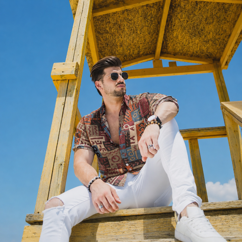 Rustic Geometric Beach Shirt