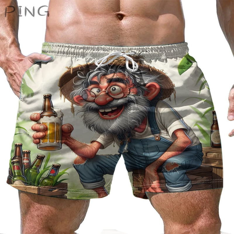 Rustic Brewmaster Graphic Beach Shorts