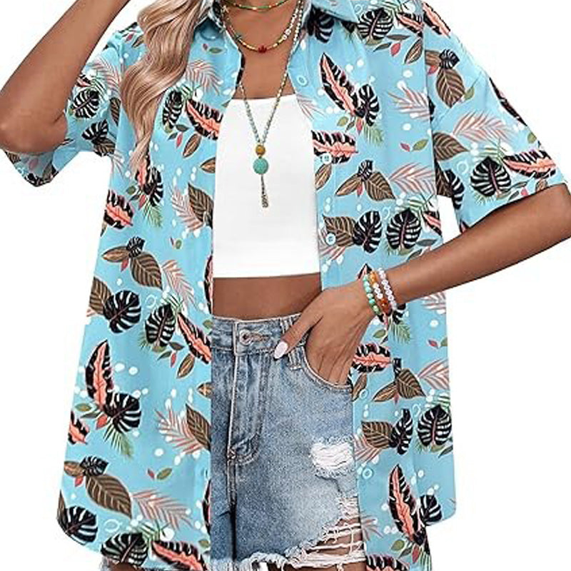 Sky Blue With Leaves Shirt